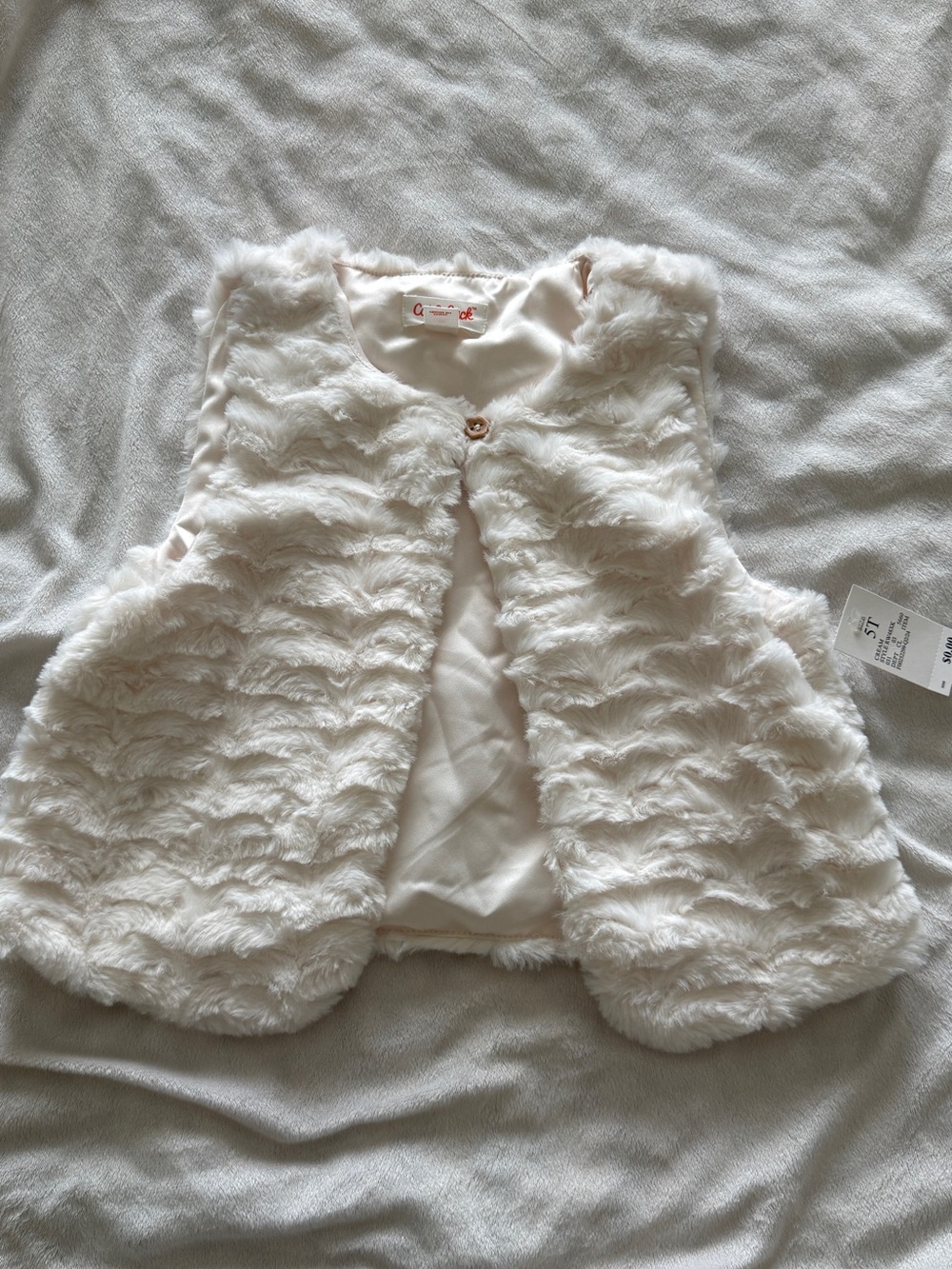 Girls' Faux Fur Vest - Cream